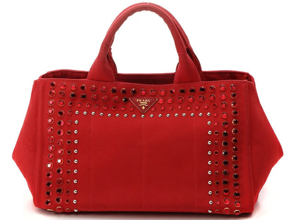 Prada Bijou Canapa Tote Bag Red